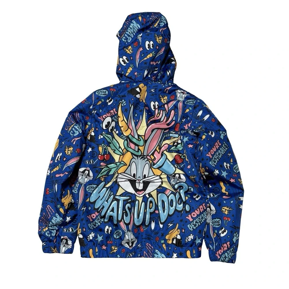 Members Only Looney Tunes Hooded Windbreaker Jacket Donald Duck Bugs Bunny Sz 6